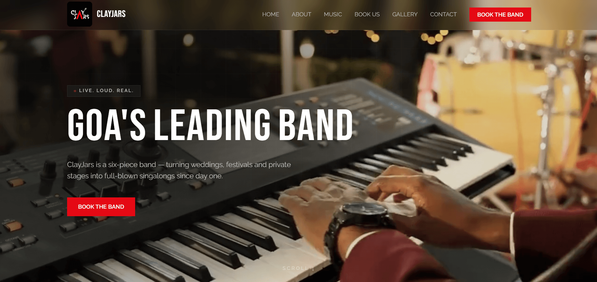 ClayJars — Live Band Booking Site screenshot
